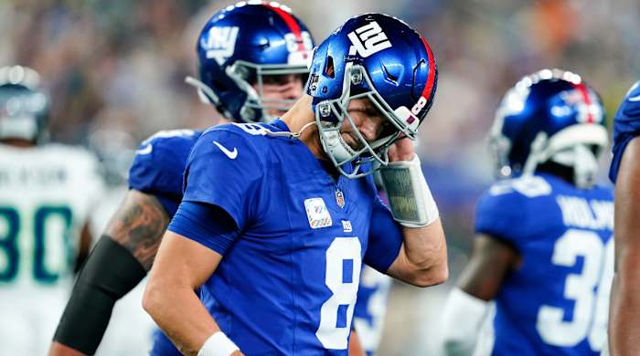 Giants quarterback Daniel Jones was sacked 11 times by the Seahawks on Monday night in Week 4.